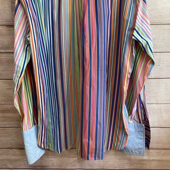 VINTAGE TOMMY HILFIGER BRIGHT MULTICOLORED STRIPES SHIRT - Picture 9 of 10
